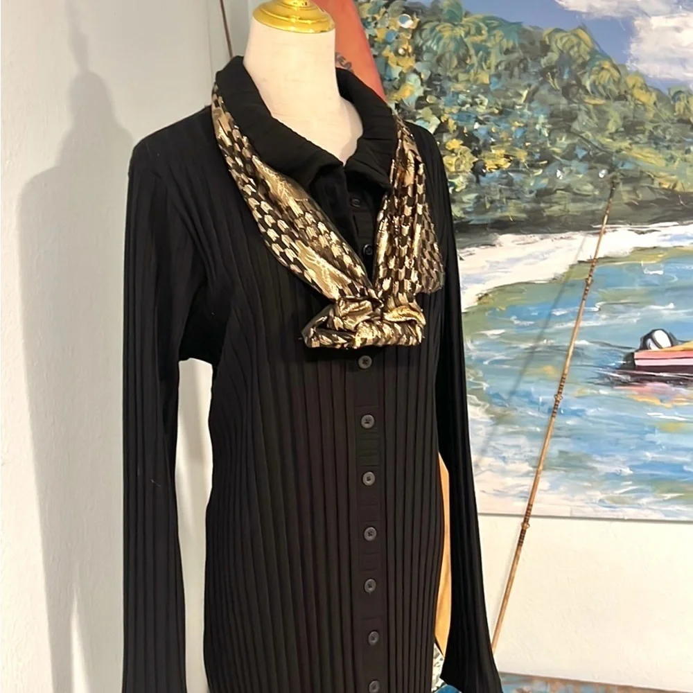 (HEAVY) Good American,Black,Wide-Ribbed Button-Down Midi Dress,NBW, Size 7/US 4X